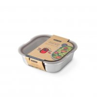 Steel food Box Square - 58mm Grey/Red