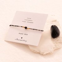 Armband 'Iris' met kaartje Zwarte Onyx/Goud