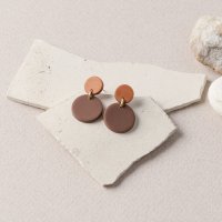 Oorbel 'Clay Duo' - Round Rust + Chocolate