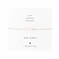 Armband 'Gemstone' met kaartje - Rozenkwarts