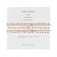 Armband Gemstone 'You&Me' - Rozenkwarts/Zilver