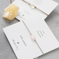 Armband 'Gemstone' met kaartje - Rozenkwarts