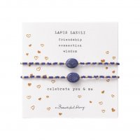 Armband gemstone 'You&Me' - Lapis Lazuli/Goud
