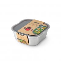 Steel food Box Square - 77mm Grey/Red