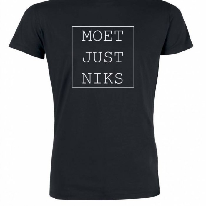 T-shirt 'Moet Just Niks' -  Man/Zwart/Kader