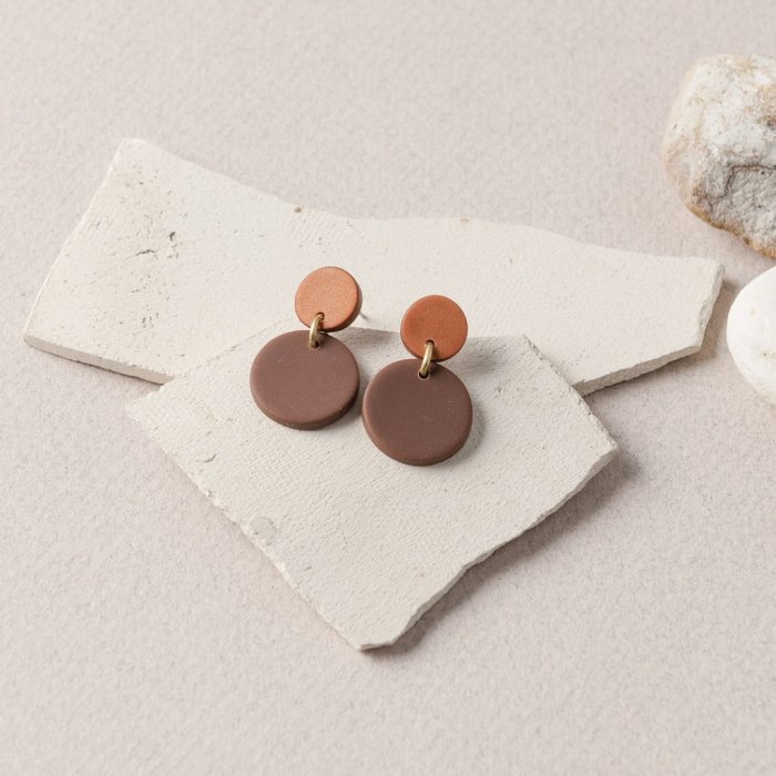 Oorbel 'Clay Duo' - Round