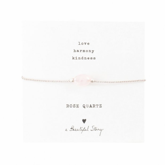 Armband 'Gemstone' met kaartje - Rozenkwarts
