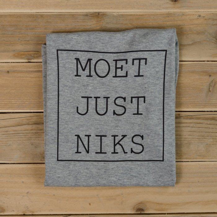 T-shirt 'Moet Just Niks' - Vrouw/Grijs
