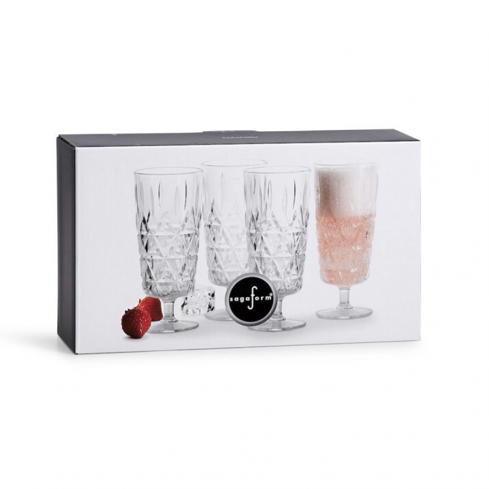 Picknick Champagne glas 'Retro transparant' - set/4