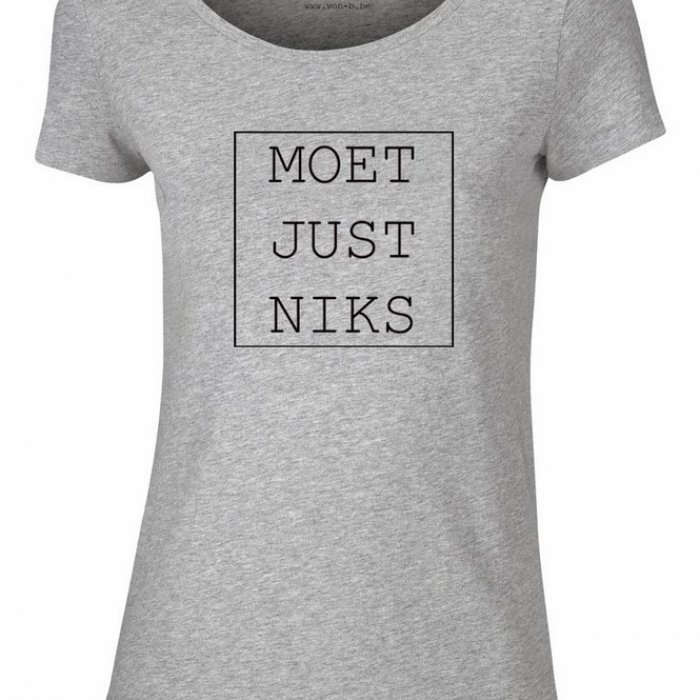 T-shirt 'Moet Just Niks' - Vrouw/Grijs