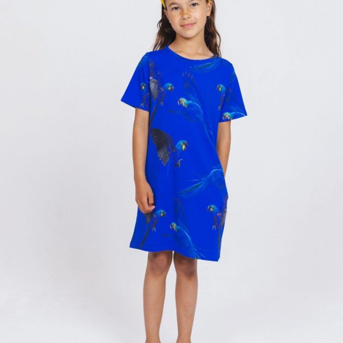 T-shirt Dress 'Blue Parrot'  - Kids