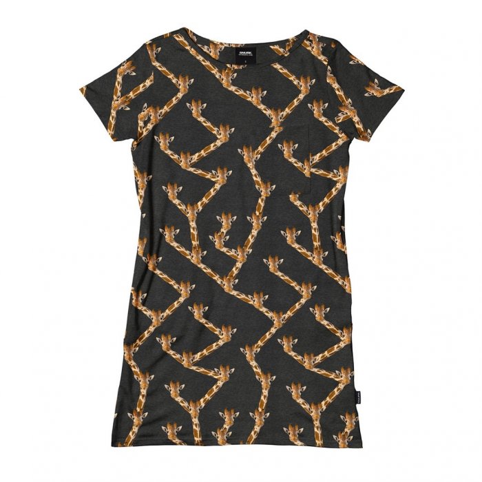 T-shirt Dress 'Giraffe Black' - Women