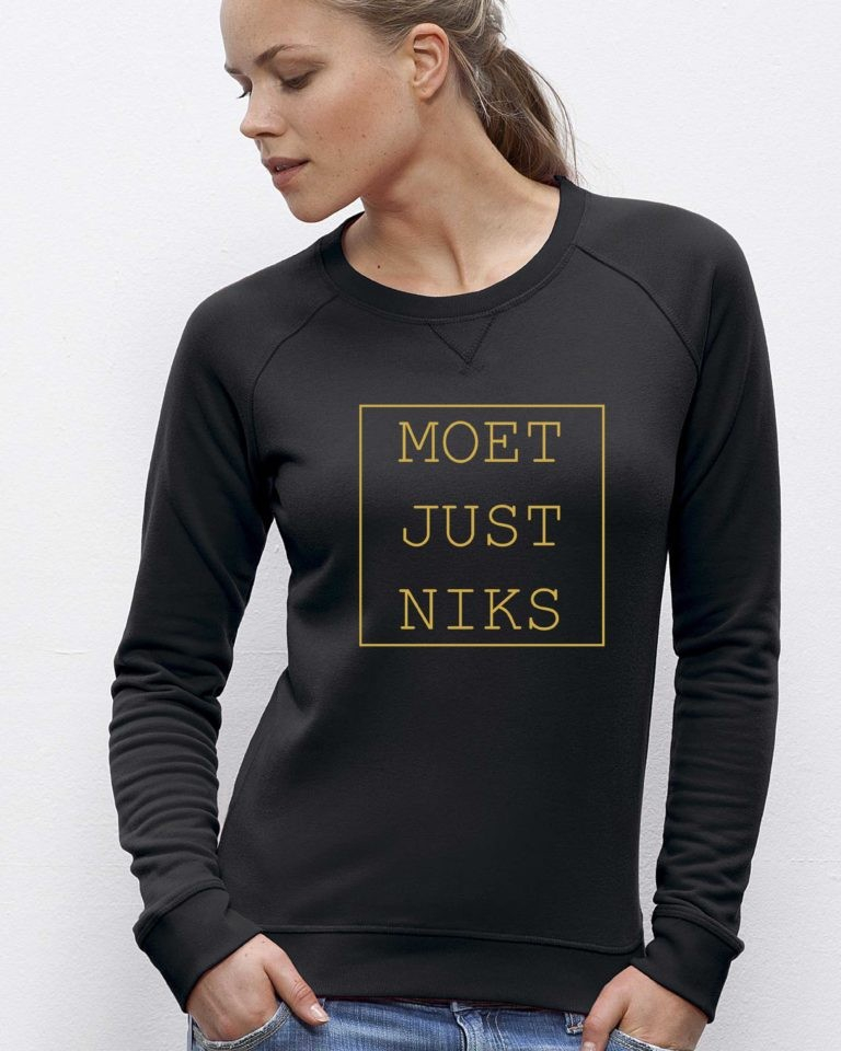 Overredend weerstand bieden Zij zijn Sweater 'Moet Just Niks' - Vrouw/Zwart