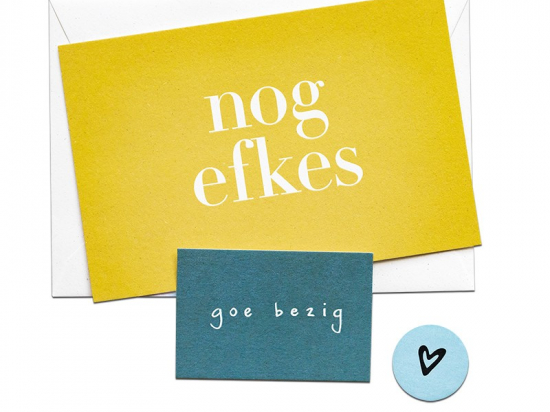 Lief voor elkaar - Wenskaart set - 'Troost' - Wenskaart + mini + sticker - Troost Nog efkes, goe bezig
