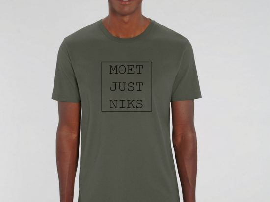 Ministerie van unieke zaken - T-shirt 'Moet Just Niks' - Man/Kaki/Kader - S